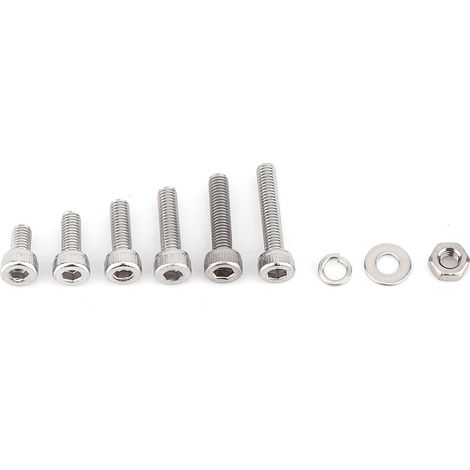 Stainless Steel Hex Socket Cap Head Screws with Hex Nut Washers Kit (M3x300pcs)