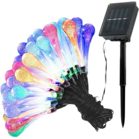 7m 50 LED Guirlande Lumineuse Solaire Goutte D'Eau, 8 Modes Extérieur Imperméable, Convient Pour Garden Party Noël Etc.(Couleur) (1/4)