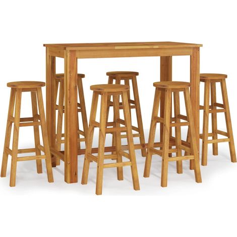 Maison Exclusive - Mesa y taburetes altos de jardín 7 pzas madera