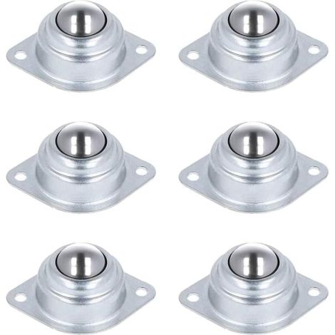 Roulettes à billes pour meubles, lot de 6, platines pivotantes à billes, supports à 2 trous, pour déplacer meubles et bagages, usage domestique et voyage. (1/5)