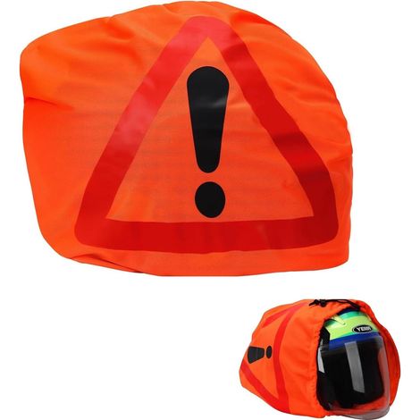 Triangle de Signalisation pour Casque Moto, Housse de Casque Fluorescente avec Cordon, Sécurité en Cas d'Accident, Orange (1/5)