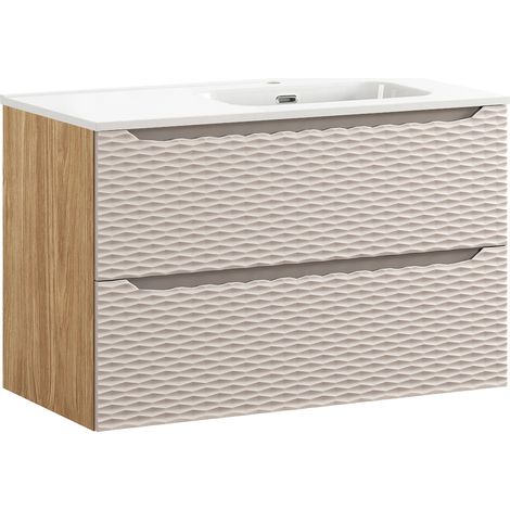 Mobile bagno con lavabo Elora beige e marrone droite