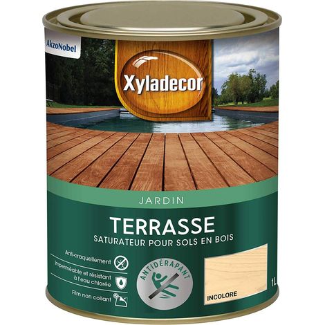 Saturateur pour Sols Extérieurs en Bois - Terrasses, Abords de Piscine, Caillebotis - Antidérapant - Couleur : Mat Incolore - Quantité : 1L - 5324228 (1/5)