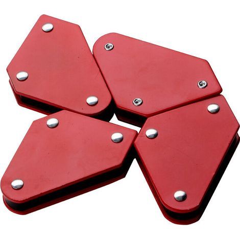 Mini Welding Magnets Set of 4 pieces with 45°, 90°, 135° angles, capacity up to 4 kg, red (1/5)