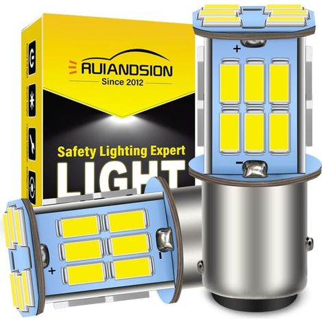 Lot de 2 ampoules LED blanches de rechange pour feux de recul, feux de freinage, feux arrière, feux clignotants 1157 BAY15D DC 6 V Super lumineuses 5630 30 SMD