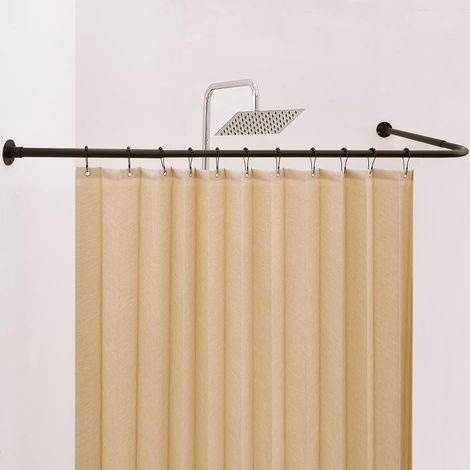 Barre de Douche Angle en L, Réglable [100-174 cm] x [140-214 cm] & Angle 90°, Tringle Douche Angle Traitement Antirouille, pour Salle de Bain, Baignoire, Camping-Car (1/5)