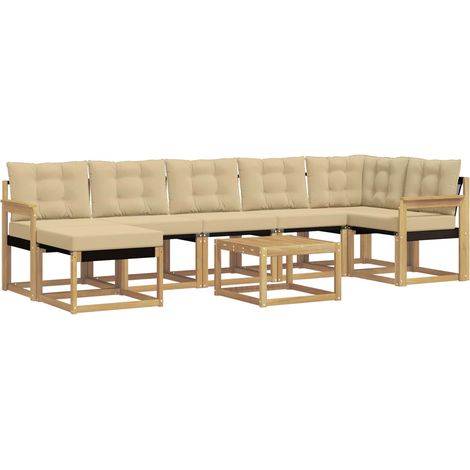 Outdoor Sofa Set 8 pcs White and Beige vidaXL