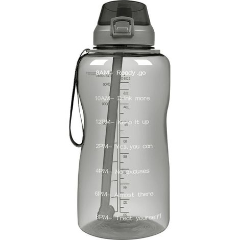 2000 ml Motivations-Trinkflasche, Fitnessstudio und Outdoor-Sport, Grau (1/4)