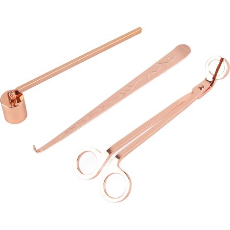 Ensemble d'accessoires pour bougies en acier inoxydable, coupe-mèche, éteignoir, plongeur de mèche, or rose (1/5)
