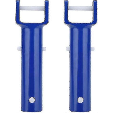 Fdit Lot de 2 têtes de brosse de piscine bleues en forme de V avec clip, poignées de rechange pour accessoires de piscine (1/5)