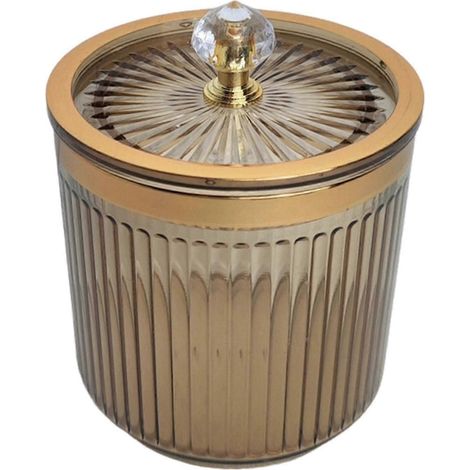 Organisateur de maquillage avec pot distributeur de cotons-tiges, pot anti-poussière pour salle de bain, bureau, comptoir, maison ou hôtel-Brown