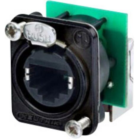 RJ45 connecteur de données série etherCon® D Neutrik NE8FDP-R-B RJ45 femelle, coudé Pôle: 8P8C noir 1 pc(s) (1/2)