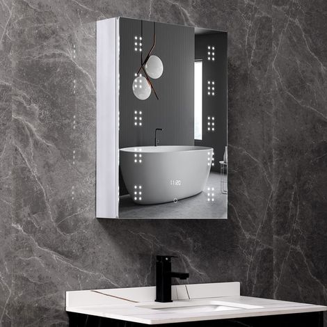 Wall Mounted LED Anti Fog Bathroom Mirror Cabinet Storage (1/5)