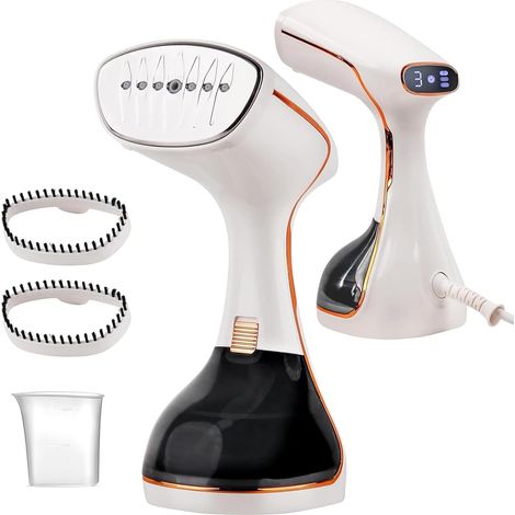 Défroisseur Vapeur, 1800W Défroisseur Vapeur Portable, Défroisseur Vapeur Permanent, 320ml Fer à Vapeur Réservoir avec 2 Brosses à Vapeur pour Maison, Bureau, Voyage, Fer à Vapeur (1/5)