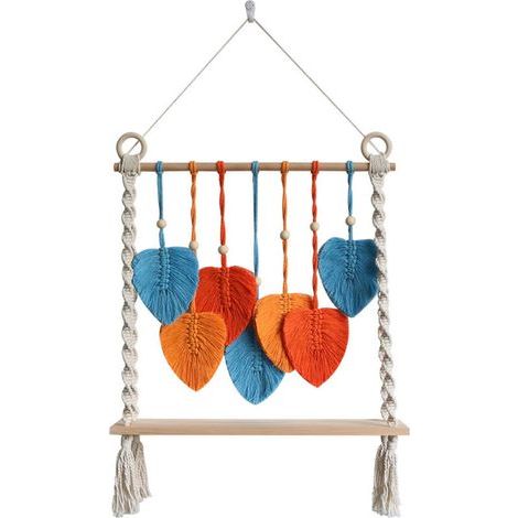 Lntyq Décoration murale en feuille de macramé, décor de feuilles en macramé, Décoration d'intérieur chic, Tapisserie Boho en macramé, décoration murale, macramé à feuilles de bohème pour la décoration (1/3)