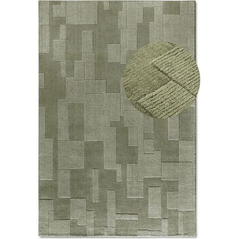 Tapis salon 120x170cm Vert Laine Géométrique (1/5)