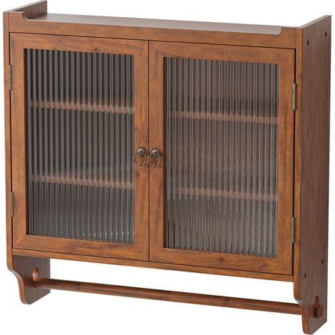 Armadietto da parete vintage con doppia anta in vetro, 63 x 18 x 60 cm, marrone (1/5)