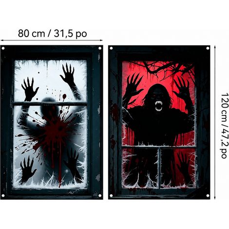 Lot de 2 Décorations de Fenêtre Halloween 80x120 cm Modèle 31WS-50 en Polyester 31ws-50 30 × 25 × 1 cm 160 g – Livraison gratuite