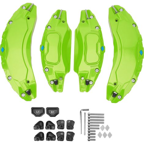 Universelles Set aus 4 Bremsscheibenschutzkappen aus Aluminiumlegierung für Bremssättel, 18- und 19-Zoll-Radnaben, stilvolle Bremssattelabdeckung für (GRÜN) Enthusiasten