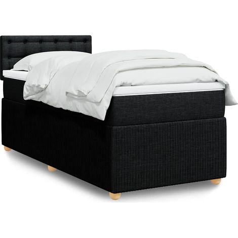 Boxspringbett mit Matratze Schwarz 100x200 cm Stoff