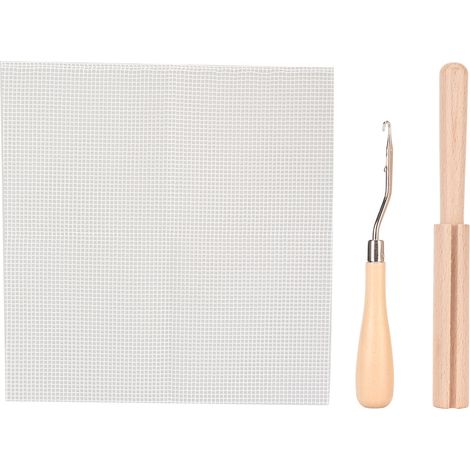 Kit de crochet de tapis avec canevas à mailles vierge, crochet à bois, pour tapis et tentures murales (1/5)