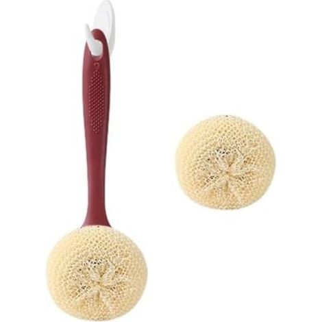 Juego de cepillos para platos KZQ de 255 x 90 mm: cepillo extraíble para fregar, cepillos de limpieza profunda de fibra, cepillo para fregar ollas y sartenes, 2 bolas con mango, cepillo para fregar. (1/4)