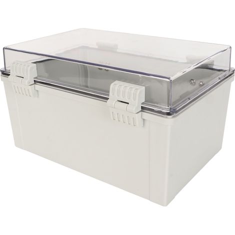 Boîte de distribution électrique IP66 étanche, coffret de jonction transparent avec couvercle à clipser, 300x200x170mm, boîtier de raccordement étanche pour extérieur. (1/5)