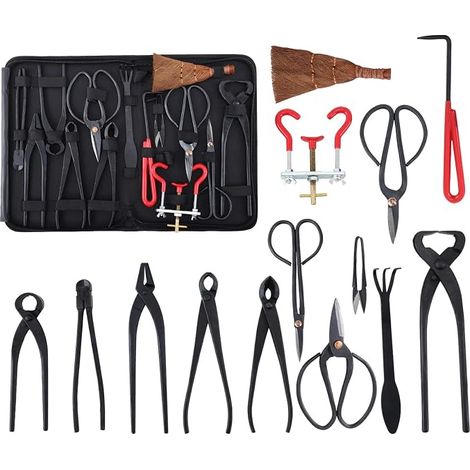 14 Pcs Gardening Tool Set with Carbon Steel Scissor Cutter, Concave, Edger, Bonsai Pliers, Gardening Kit Gifts for Men and Women (1/5)