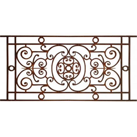 Deco Fer Forge – Appui de fenêtre en fer forgé d'époque 1040x490mm – Pour tableaux de fenêtre 920 à 980mm – Section 12mm carré plein – État brut