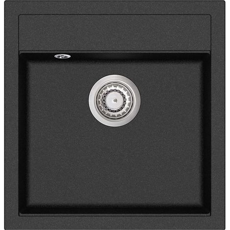 Lavello da cucina in granito vasca singola 49 x 51 cm nero 020002317