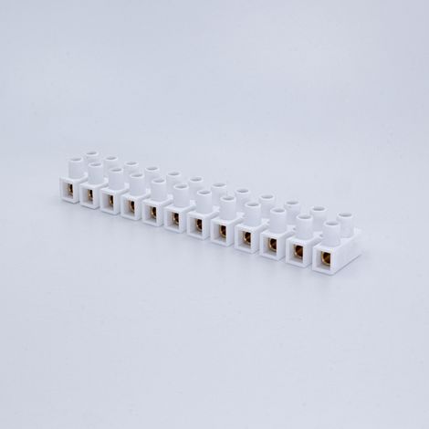 Barrette 12 plots section 10mm² coloris blanc, module de liaison, dominos 450 V (1/4)