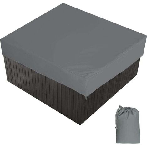 Bache d'extérieur pour Spa Housse de Bain à Remous Carrée Etanche Couverture de Spa en Tissu Polyester 190T Anti-poussière Anti-UVavec Un Sac de Rangement 7 Tailles au Choix,Gris,231x231x30cm (1/2)