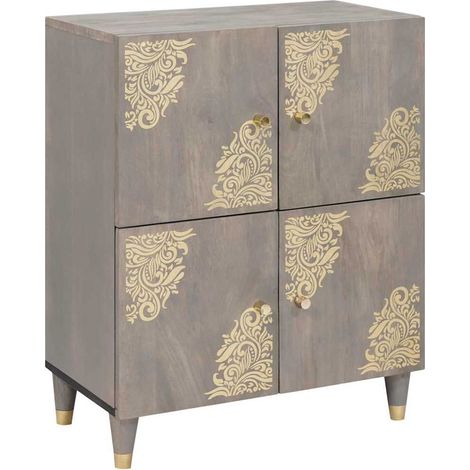 Aparador Gris y dorado 60 x 33 x 75 cm Madera de mango maciza vidaXL