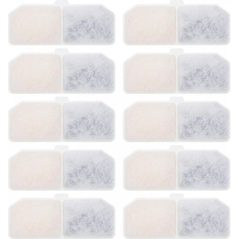 Filtres pour fontaines à eau pour chats, compatibles avec les fontaines de 3 L, charbon actif, résine, lot de 10 (1/5)