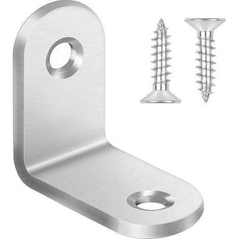20 équerres métalliques 20 x 20 mm, angle de 90°, en acier inoxydable, pour table, chaise et étagère, avec 40 vis pour une fixation stable. (1/5)
