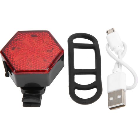 Feu arrière vélo rechargeable USB hexagone clignotant sécurité alerte lumineux cyclisme (1/5)