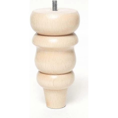 Six pieds de rechange coniques en bois pour meubles, en hêtre naturel, plaque de montage horizontale filetée M8, lot de quatre, adaptés aux canapés, armoires, repose-pieds, chaises, etc. (1/5)