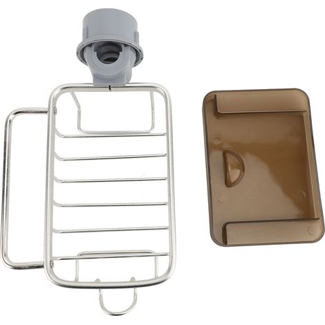 Faucet Sponge Holder Multifunctional Kitchen Sink Caddy Organizer Over Faucet Hanging Faucet Drain Rack Right Side Silver (1/4)