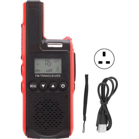 Talkie-walkie portable mini 99 canaux longue portée 2 voies radio claire 100-240V fiche UK rouge (1/5)