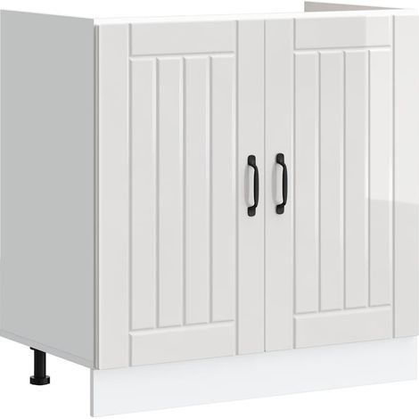 Spülenunterschrank Lucca Hochglanz-Weiß Holzwerkstoff
