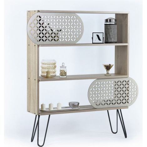 Modernes Design-Bücherregal für den Eingang in urbaner schlanker schwarzer Eiche (1/2)