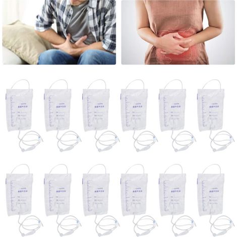 Sacs de Lavement à Usage Unique Silicone Transparent 20Pcs avec Tube Contrôle Valve Grande pour Constipation Voyage Maison