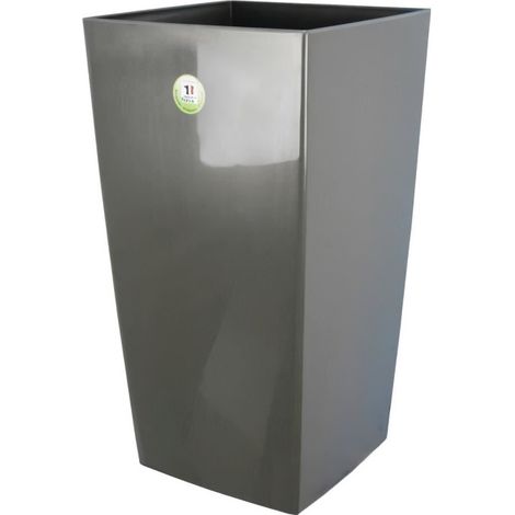 Pot de fleurs - RIVIERA - Nuance - Carré - 38 x 38 x H 69 cm - Gris pailleté (1/2)