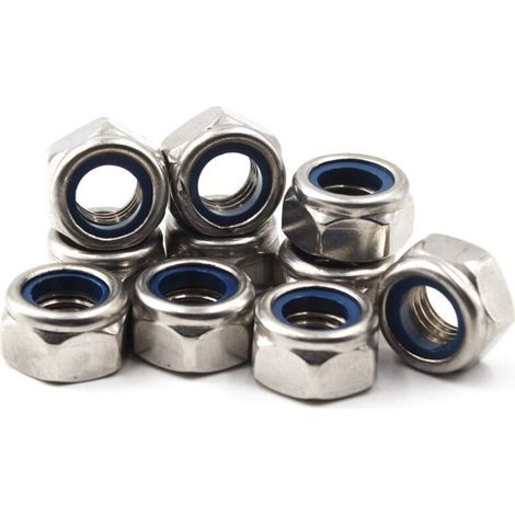 M14 Metric Hexagonal Nylon Lock Nut with 304 Stainless Steel Insert (10 Pieces) (1/4)