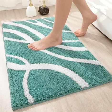 Tapis de Bain en Microfibre Antidérapant - TURQUOISE - 40 x 60 cm - Absorbant et Moelleux (1/4)