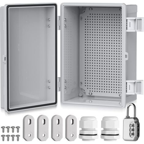 Boîte de distribution étanche IP67, boîte de jonction étanche en plastique ABS - Boîtier extérieur - Boîte électrique avec accessoires de montage - 30 x 20 x 16 cm - Armoire électrique grise-ARCAN (1/5)