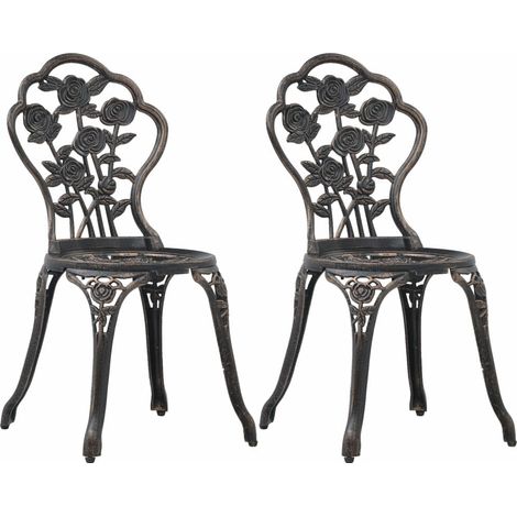 Chaises de bistro 2 pcs Bronze Aluminium coulé (1/5)