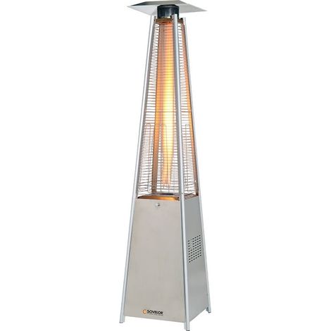 [JAMAIS UTILISÉ] Sovelor – Parasol chauffant mobile au gaz propane 5-13 kW – Tube quartz résistant – Design pyramidal inox – Idéal pour terrasses et événements