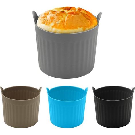 Confezione da 4 teglie da forno per friggitrice ad aria, vassoi da forno in silicone, fogli da forno antiaderenti con stampi facili da sformare, grandi teglie per muffin per friggitrice ad aria, 4 col (1/5)