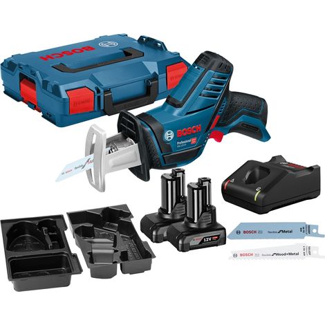 Bosch Scie sabre sans fil GSA 12V-14 / 2x batteries 4,0 Ah + chargeur en L-Boxx